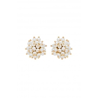 Mood Gold Plated Large Mutli Pearl Cluster Stud Earrings