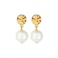 Mood Gold Plated Light Colorado Pearl Drop Earrings