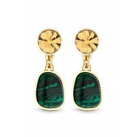 Mood Gold Plated Malachite And Light Colorado Drop Earrings