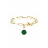 Mood Gold Plated Malachite Charmed T Bar Bracelet