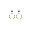 Mood Gold Plated Malachite Forward Facing Round Earrings