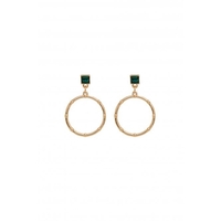 Mood Gold Plated Malachite Forward Facing Round Earrings