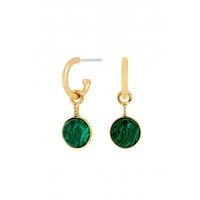 Mood Gold Plated Malachite Huggie Hoop Earrings