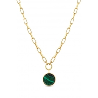 Mood Gold Plated Malachite T Bar Chain Necklace