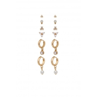 Mood Gold Plated Mini Studs And Charmed Earrings - Pack of 6