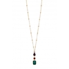 Mood Gold Plated Multi Coloured Bead Chain Long Pendant Necklace