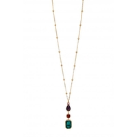 Mood Gold Plated Multi Coloured Bead Chain Long Pendant Necklace