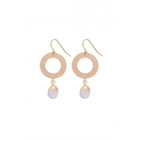 Mood Gold Plated Open Round Clear Drop Earrings