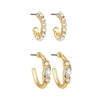 Mood Gold Plated Pearl And Crystal Hoop Earrings - Pack of 2