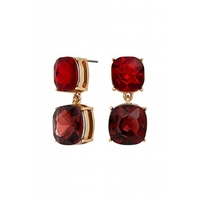 Mood Gold Plated Red Cushion Drop Earrings