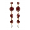 Mood Gold Plated Red Halo Pearl Drop Earrings