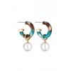 Mood Gold Plated Resin And Pearl Hoop Earrings