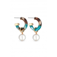 Mood Gold Plated Resin And Pearl Hoop Earrings