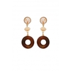 Mood Gold Plated Resin Brown And Cream 3 Drop Earrings