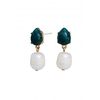 Mood Gold Plated T Semi Precious And Fresh Water Pearl Drop Earring