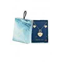 Mood Gold Plated Textured Heart Pendant And Earrings - Gift Boxed