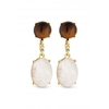 Mood Gold Plated Tigers Eye And Semi Precious Drop Earrings