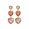 Mood Gold Plated Tonal Pink 3 Drop Statement Heart Earrings