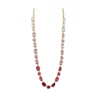 Mood Gold Plated Tonal Pink Special Cut Stones Necklace