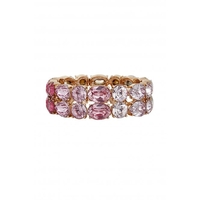 Mood Gold Plated Tonal Pink Special Cut Stones Stretch Bracelet