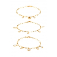 Mood Gold Plated Vintage Charmed Fine Bracelet - Pack of 3