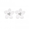 Mood Gold White Flower Crystal Stud Earrings