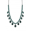 Mood Hematite Plated Green Tear Drop Halo Necklace