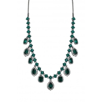 Mood Hematite Plated Green Tear Drop Halo Necklace
