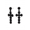 Mood Jet Crystal Cross Drop Earrings