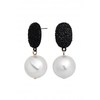 Mood Pave Jet Pearl Drop Earrings