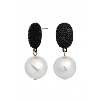 Mood Pave Jet Pearl Drop Earrings