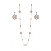 Mood Rose Gold Floral Filagree Station Necklace And Earring Set