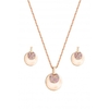 Mood Rose Gold Pink Pave Double Disc Pendant And Earring Set