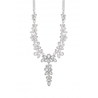 Mood Silver Crystal Statement Floral Y Necklace