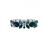 Mood Silver Plated Blue And Green Floral Stretch Bracelet