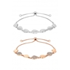 Mood Two Tone Crystal Pave And Polished Tear Drop Slider Bracelet - Pack of 2