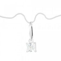 Moveable cubic zirconia sterling silver stick drop necklace