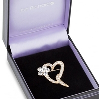 Open Gold Heart And Flower Brooch