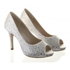 Orvietto Sparkling Diamante Embellished Satin Peep Toe Shoe