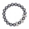 Pave Crystal Disc And Grey Pearl Bracelet