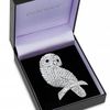 Pave Crystal Silver Owl Brooch