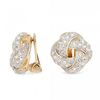 Pave Crystal Two Tone Knot Clip On Earring