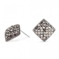 Pave Hematite Square Stud Earring