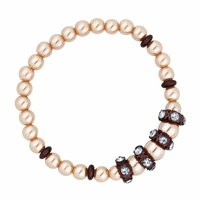 Pearl and chocolate crystal rondel stretch bracelet