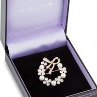 Pearl And Crystal Bow Wreath Brooch