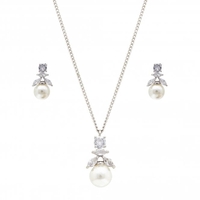 Pearl And Crystal Pendant Set - Gifted Boxed