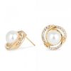 Pearl And Crystal Twist Edge Gold Earring