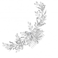 Penelope Occasion Crystal Beaded Sprig Leaf Wreath Comb