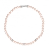 Pink Pearl And Crystal Rondel Round Necklace