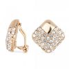 Polished Gold And Crystal Square Clip On Earring